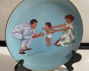 Baby’s First Step, Norman Rockwell, 1977, American Family Series, 8” diameter