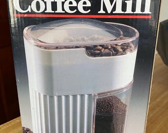 Salton Coffee Mill, new in original box, vintage 1994 automatic electric grinder, pre-owned