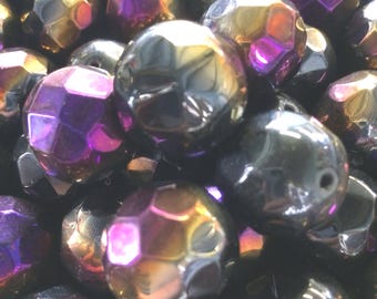 Carnival, Aurora Borealis, 20mm, Faceted, Dark Purple, Glaaa,Beads