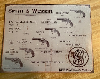 Smith & Wesson, Revolvers, Springfield, MA, metal sign, 12 x 16, USA H1466