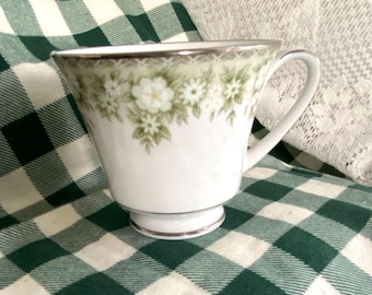 Noritake, Platinum Trim & Floral, Princeton 6911, Footed Cup, 3” H x 3.5” W