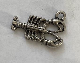 Lobster, pewter charm, 7/8” long