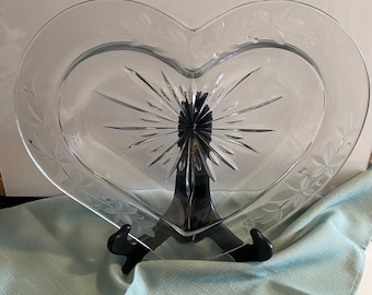 Valentine Heart, Mikasa Glass, Home decor or Serving Dish, 12.5” diameter