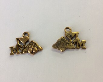 Lot - I love my Dog, Brass, Charm, 15 mm x 20 mm BLD