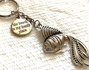 Key Chain, The beach is my happy place, Fish Charm KC21
