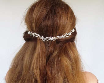 Blumen Haar Rebe Floral Stirnband Hochzeit Kopfschmuck Braut Haar Rebe Gold Kopf Stück mit Perlen Braut Haarschmuck Strass Accessoire