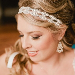 Glamorous bridal headpiece, Bridal Headband, Wedding headband, rhinestone crown, hair accessory, double two strand headband, Elegant