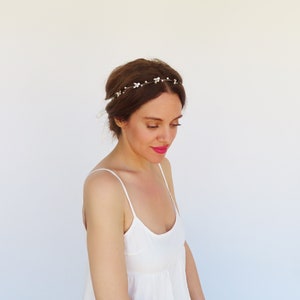 Wedding Headpiece With Pearls Gold Rhinestone Headband Hair Vine For Wedding Bridal Hair Accessories Crystal Hair Piece Beach Wedding Bride image 6