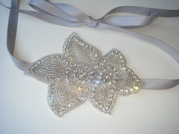 Items similar to Petal Rhinestone Headband, Headband, Wedding Headband ...