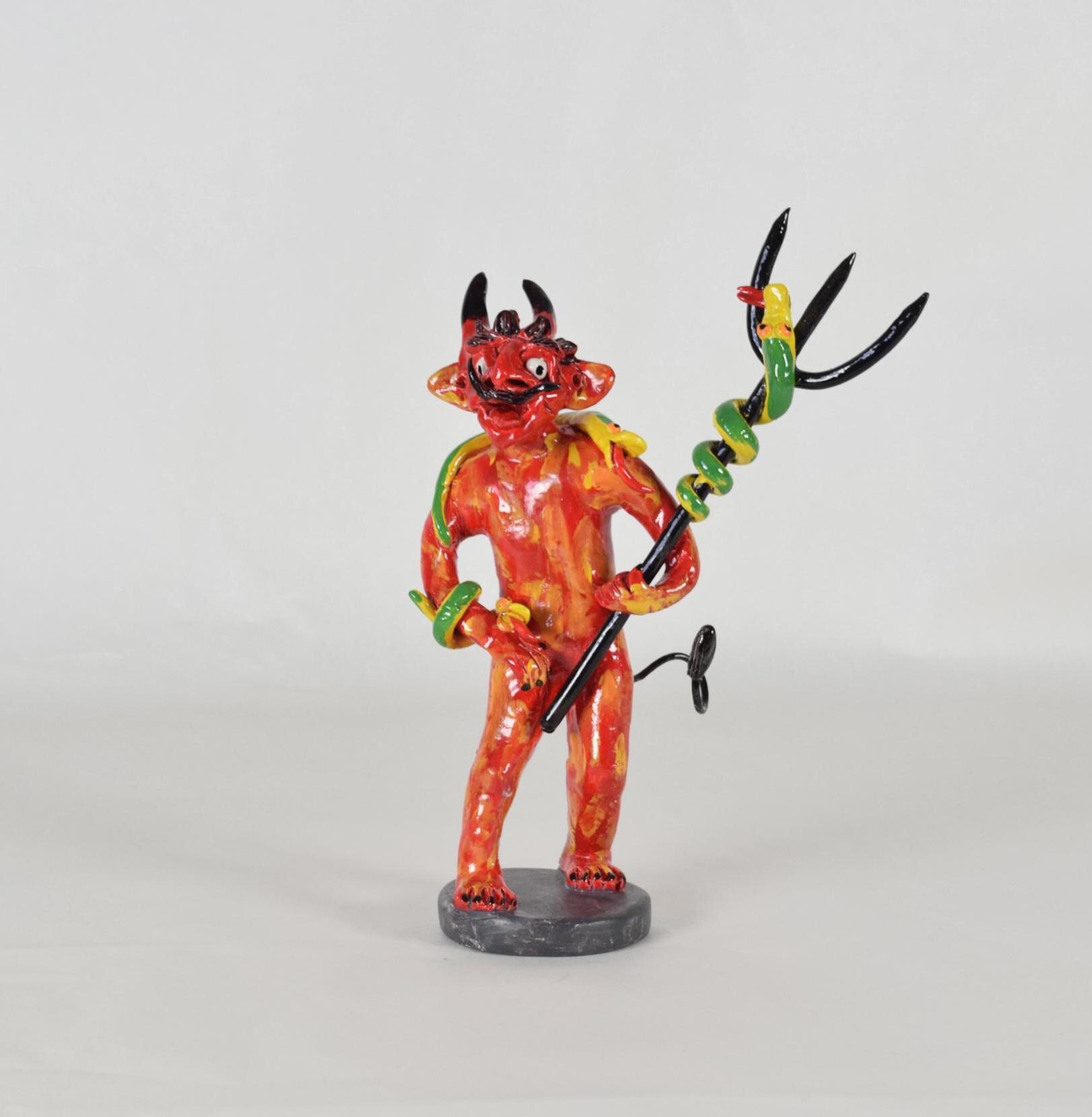 Handmade Ceramic Devil With Snake Figurine - Etsy