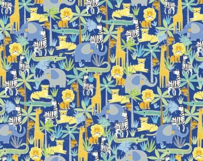 Sweet Safari Kanvas Studio Jungle Safari Royal Blue 09896-55 Children's ...