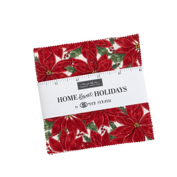 Charm Square Pack Moda Home Sweet Holidays by Deb Strain Pack 42 Pieces Christmas Designs Quilts Table Runners
