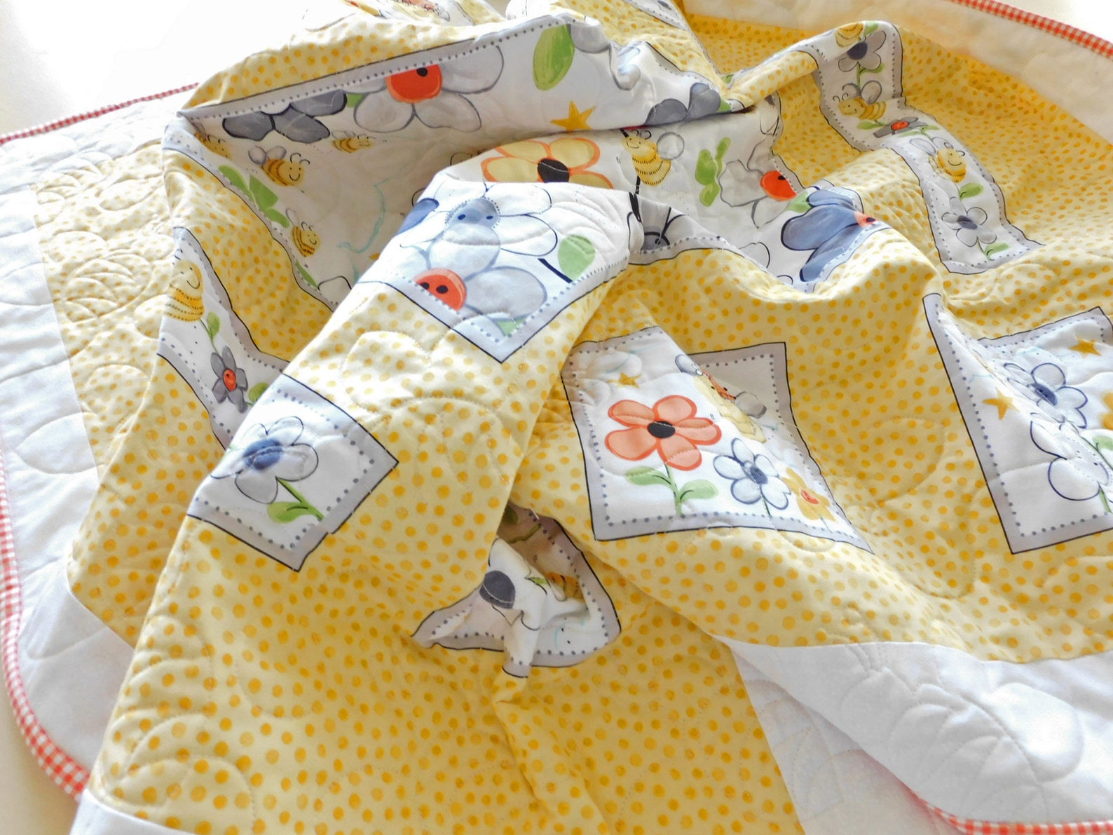 Sweet Bees Susybee Panel Baby Quilt Kit Bees Flowers Yellow Etsy