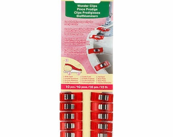 Wonder Clips Clover 3155 Small Red Binding Clips  Sewing Quilting 10 Pc
