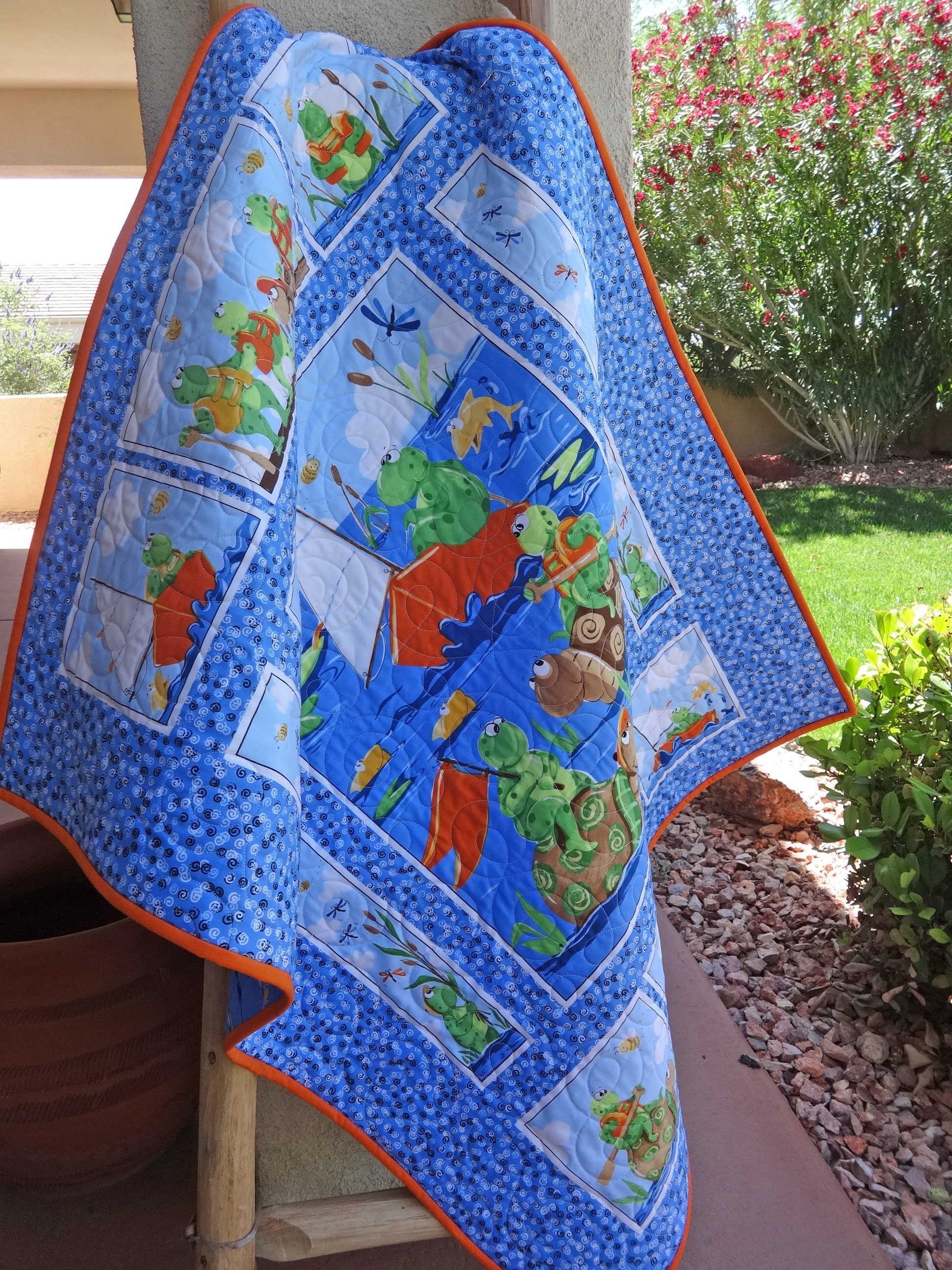 Modern Crib Quilt Kit Gender Neutral Susybee Turtles Frogs Etsy UK