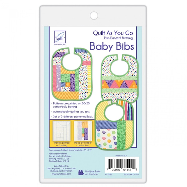 Quilt As You Go Baby bibs, Batting Printed by Number Patterns Easy Cute Bibs For Baby DIY