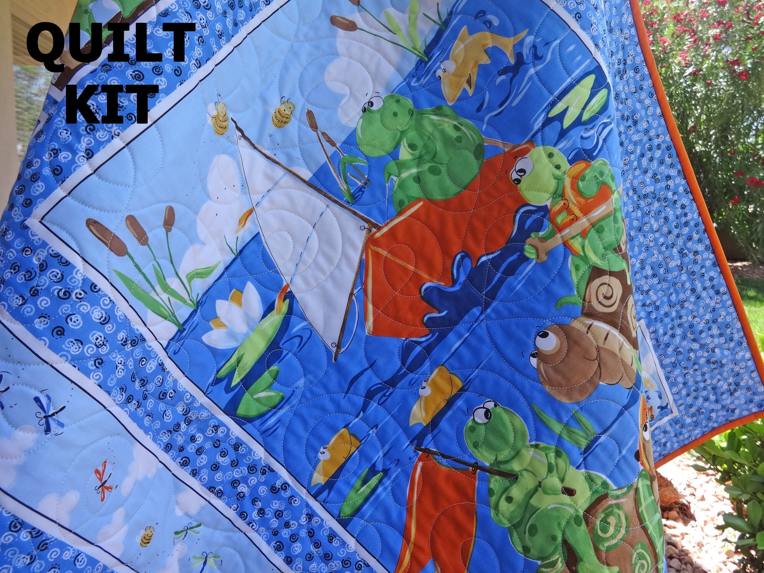 Modern Crib Quilt Kit Gender Neutral Turtles Frogs Sail Etsy