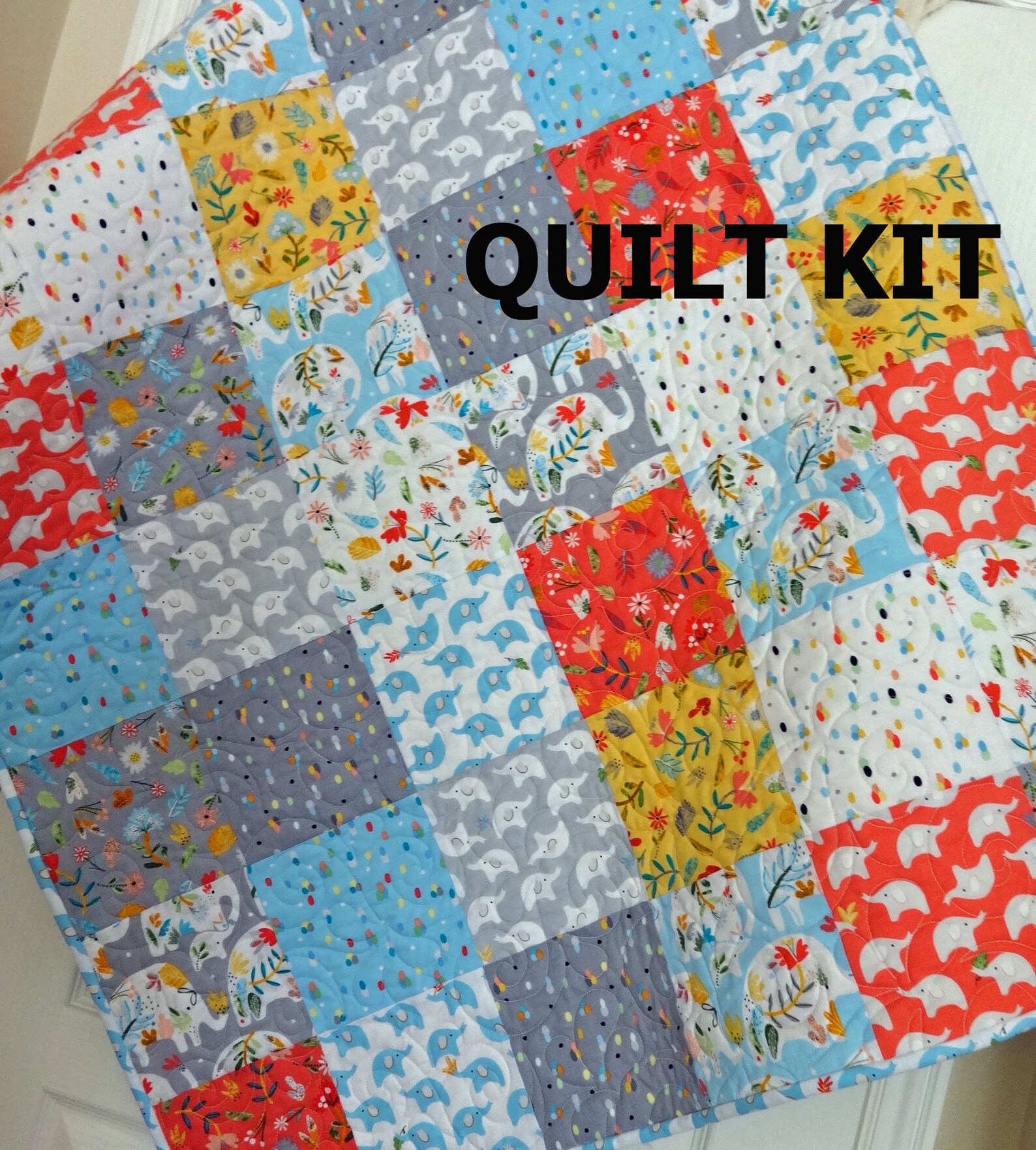 Baby Girl Patchwork Quilt Kit Ellie Baby White Coral Blue Etsy