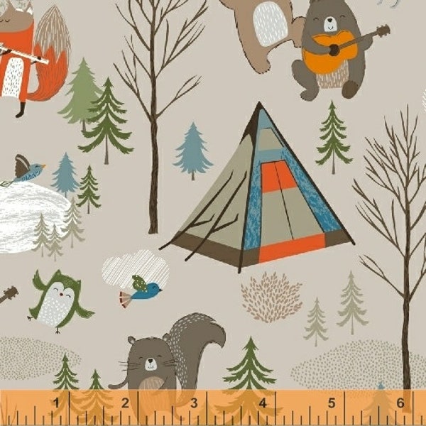 Fabric By The Half Yard, Windham Bear Camp 51559-1 Khaki Quilting, Sewing 100% Cotton