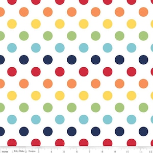 Fabric By The Half Yard, Medium Dot Rainbow C-360-01   100% Cotton Quilting and Sewing Fabric