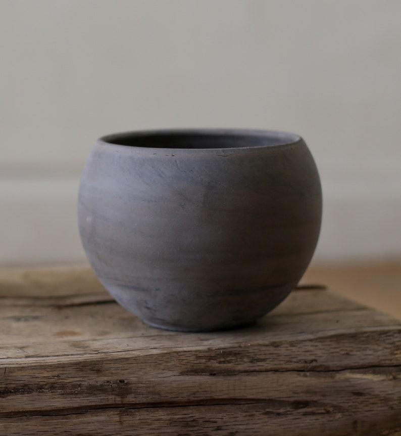 Matte Black Modern Ceramic Clay Bowl plant pot image 2