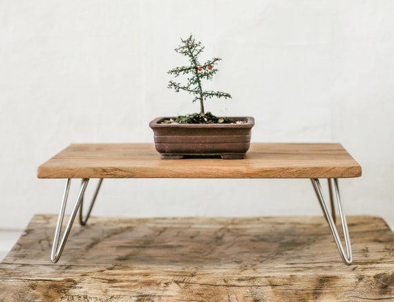 Modern Natural Wood Mid Century Bonsai or Terrarium Table 