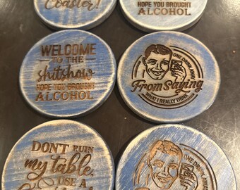 Funny wooden coasters
