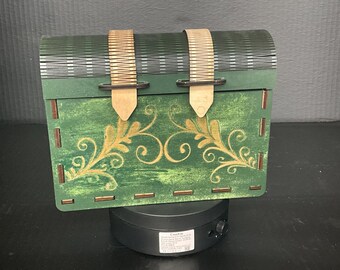 A clutch bag, leather liner,