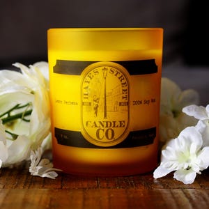 Lemon Verbena 100% Soy Wax Candle - Single Wick - 5 oz - Straight Sided Yellow Glass Jar with Bamboo Wood Lid - Hand-poured in Ferndale, WA