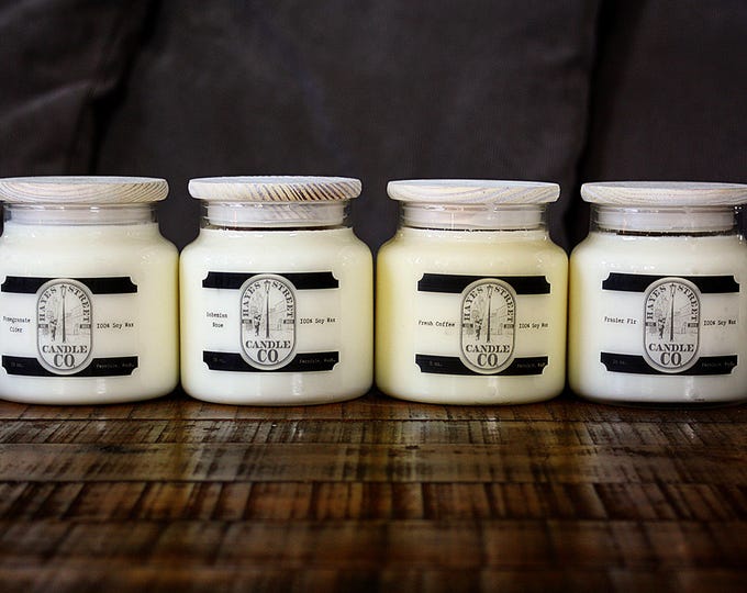 100% Soy Wax Candle Bulk Deal - Choose 4 and Save - Double Wick - 18 oz - Apothecary Jar with Wooden Lid - Hand-poured in Ferndale, WA