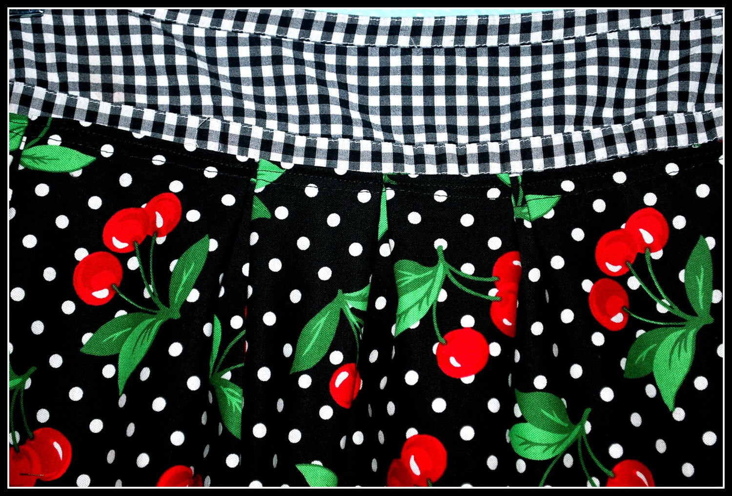 Cherries and Checks Rockabilly Skirt Black and White Polka - Etsy UK