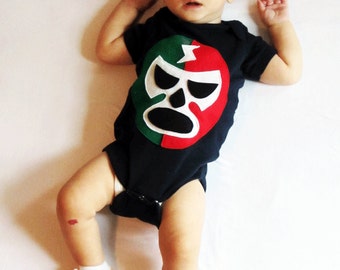 Luchador Rojo + Verde - Red + Green Mexican Wrestler Infant Bodysuit