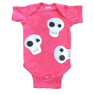 Skulls Can be Cute Hot Pink Infant Bodysuit Boys or Girls Raspberry image 1