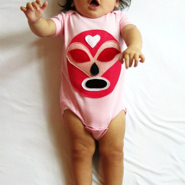 Baby Girl Bodysuit - Luchador Rosa - Pink Mexican Wrestler  - Infant Bodysuit - Lucha Libre - Luchador Mask - Lucha