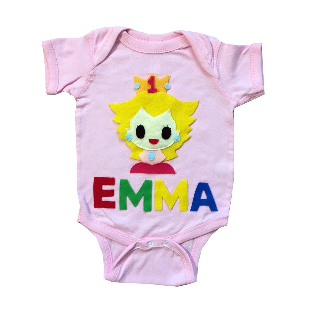 Peach Birthday Bodysuit - Kids Light Pink Baby Onesie - Name and Age ...