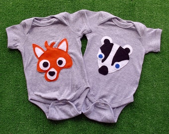 Kawaii Fox en Badger baby Bodysuits Combo