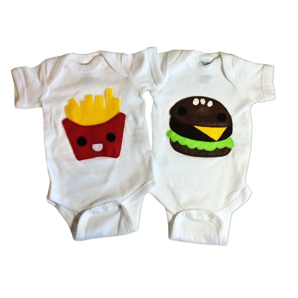 Hungry Kids - Hamburger & French Fries Baby Bodysuits Kombi