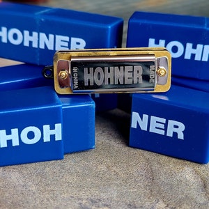 Tiny Playable Miniature Hohner Harmonica, Old Stock Unused in Box, Musician Gift, Key of C, Harmonica Pendant, Mouth Harp, Mini Harmonica image 1