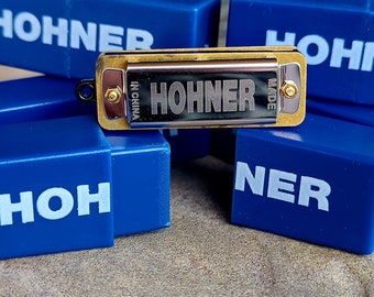 Tiny Playable Miniature Hohner Harmonica, Old Stock Unused in Box, Musician Gift, Key of C, Harmonica Pendant, Mouth Harp, Mini Harmonica