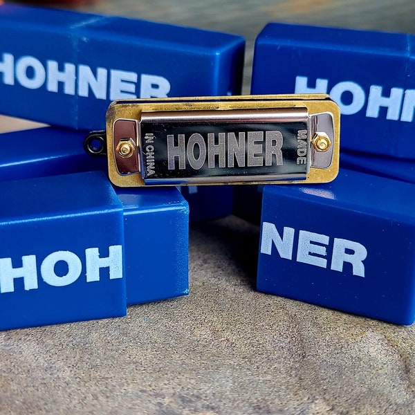 Tiny Playable Miniature Hohner Harmonica, Old Stock Unused in Box, Musician Gift, Key of C, Harmonica Pendant, Mouth Harp, Mini Harmonica