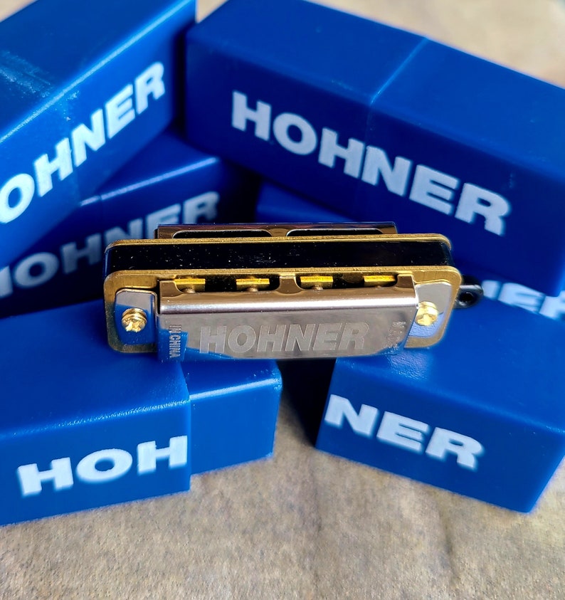 Tiny Playable Miniature Hohner Harmonica, Old Stock Unused in Box, Musician Gift, Key of C, Harmonica Pendant, Mouth Harp, Mini Harmonica image 2