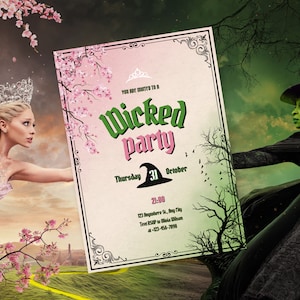Wicked-Geburtstagseinladung, Halloween-Party, Party-Einladung, Canva-Vorlage, digitaler Download, Wicked-Geburtstags-Themenveranstaltung