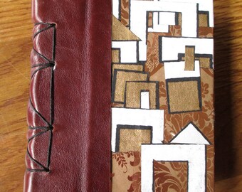 4.5x5.5 in. marrone metallico / rivista architettonica carta fatta a mano / Giornale giapponese rilegato a pugnalata / Libro bianco rilegato a mano / pagine di carta fatte a mano
