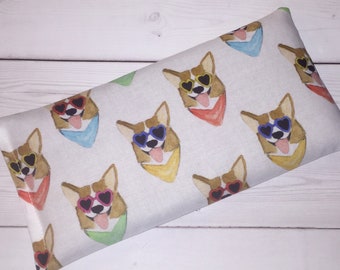 Corgi Eye Pillow lavender corgis / RICE,  dog lover gift - aromatherapy sleep mask, heating pad - spa sleep relaxation