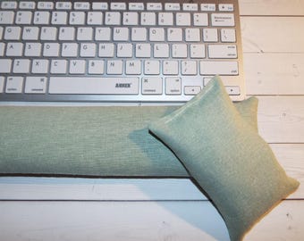 Linen - Mouse pad set - mouse wrist rest and/or keyboard rest aqua, seafoam, orchid coworker gift, under 50, office accessories, desk decor