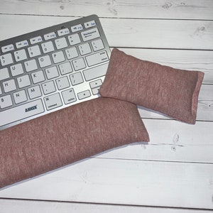 Linen Mouse pad set mouse wrist rest and/or keyboard rest aqua, seafoam, orchid coworker gift, under 50, office accessories, desk image 1