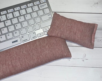 Linen - Mouse pad set - mouse wrist rest and/or keyboard rest  - aqua, seafoam, orchid coworker gift, under 50, office accessories, desk