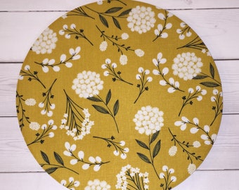 Mouse Pad mousepad / Mat - Rectangle or round - mustard floral home office decor coworker gift