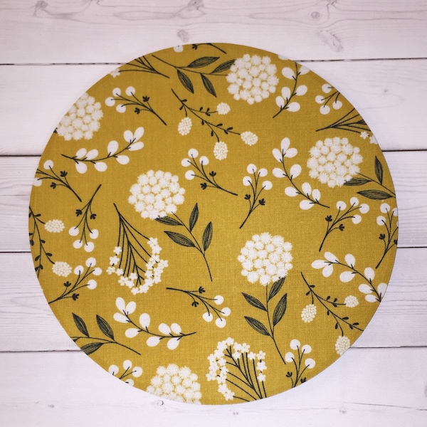 Mouse Pad mousepad / Mat - Rectangle or round - mustard floral home office decor coworker gift