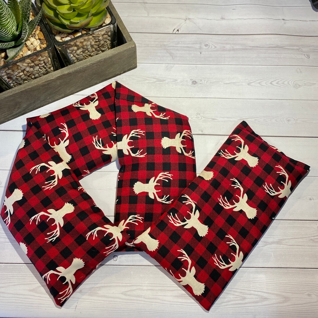 Flax Seed Neck Wrap Warmer Eye Pillow Plaid Deer Stag Heat Etsy